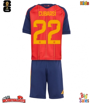 Spain Pau Cubarsi #22 Replica Home Stadium Kit for Kids World Cup 2026 Short Sleeve (+ pants)
